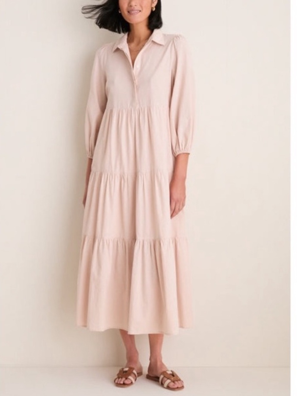 Pomander Place Mabel Sandstone Cotton Maxi Shirt Dress NWT XS